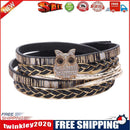 Unisex Multi-layer Bracelet Bangle Weaved Magnetic Buckle Jewelry(Black)