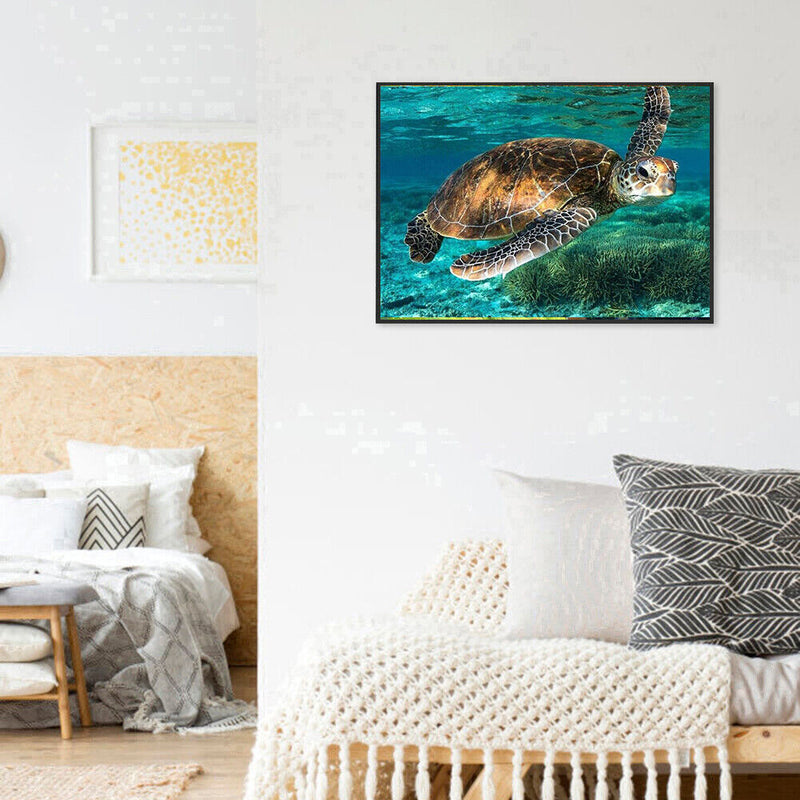 DIY Hand Painted Paint By Numbers Oil Canvas Pictures Sea Turtle Kit Room D