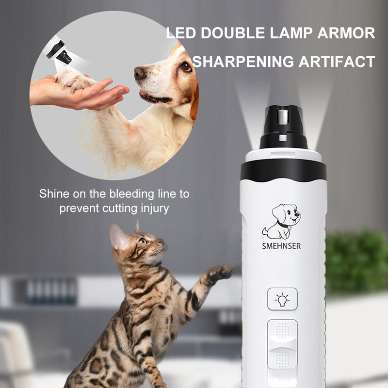 Dog Nail Grinders Pet Quiet Cat Paws Nail Cutter Trimmer with LED Light