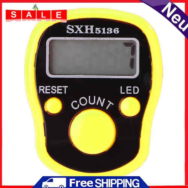 LCD Display Finger Counter LED Luminous Electronic Tally Counter (Yellow)