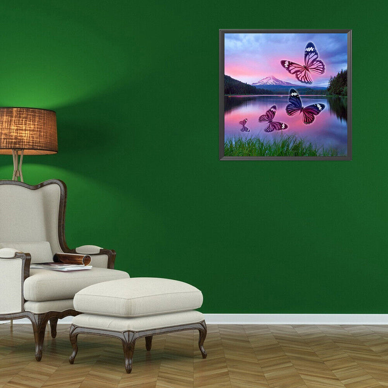 5D DIY Butterflies Full Round Drill Mosaic Diamond Painting Rhinestone Art Cr