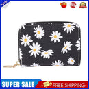 Fashion Women PU Daisy Flower Card Oaganizer Casual Ladies Wallet (Black)