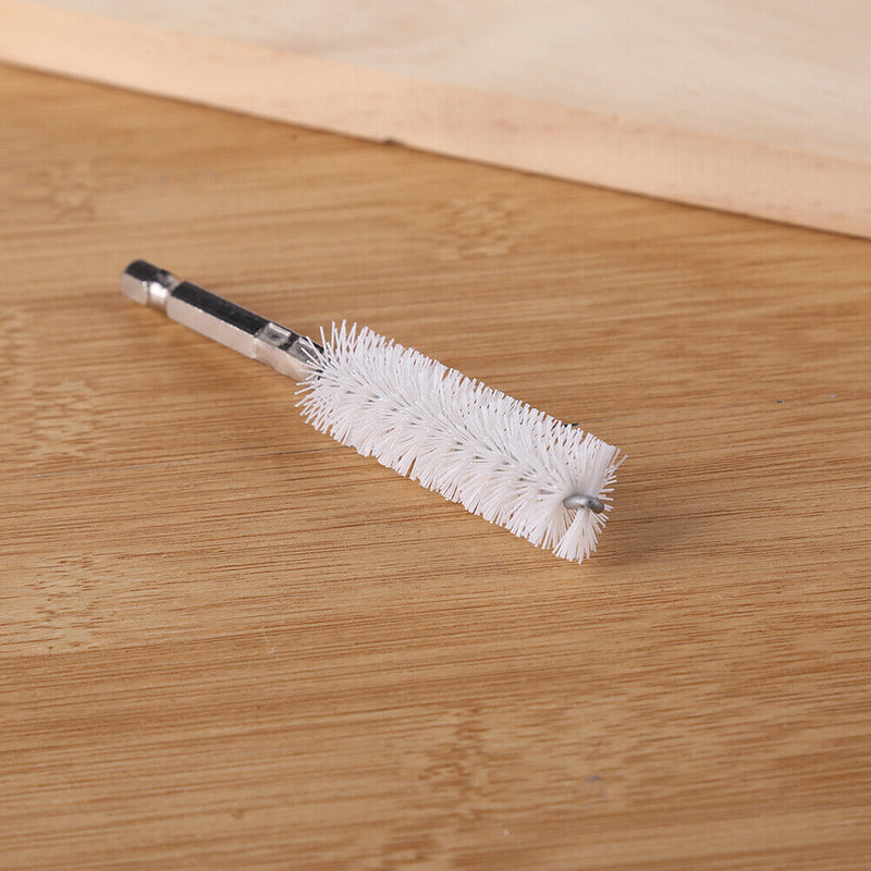 2pcs Pipe Dredge Hex Shank Brush Kit with Drill Extension Rod (White Nylon)