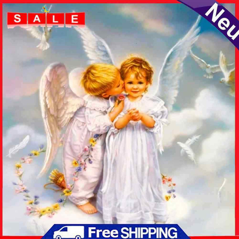 Rhinestone Picture Drawing 5D DIY Angl Full Round Drill Diamond Painting Art