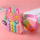 Rainbow Horn Horse Hand Bag Push Bubble Sensory Anti Anxiety Toys (D Color)
