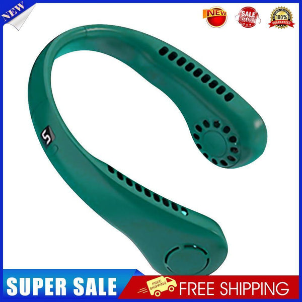 Bladeless Hanging Neck Fan Portable Mini Leafless Fans (Green with Display)