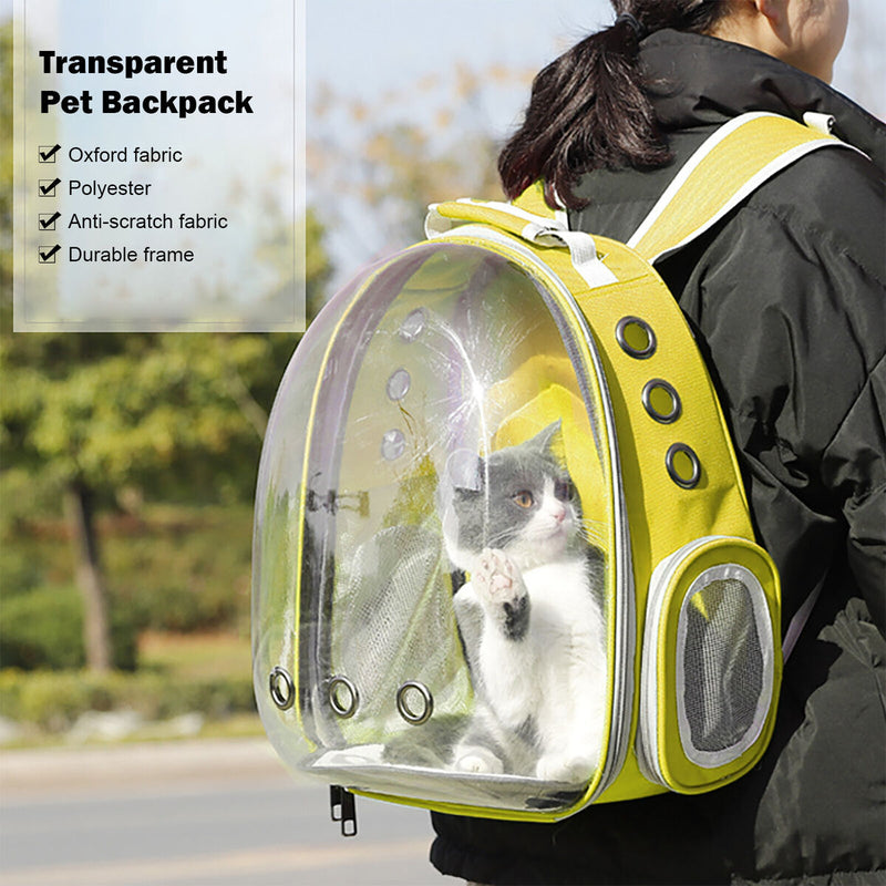 Pet Travel Carrier Transparent Space Capsule Cat Bubble Backpack (Yellow)