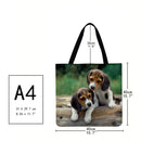 SoeHong Women's Two Dog Printed Shopping Bag, Large Capacity, 40x40
