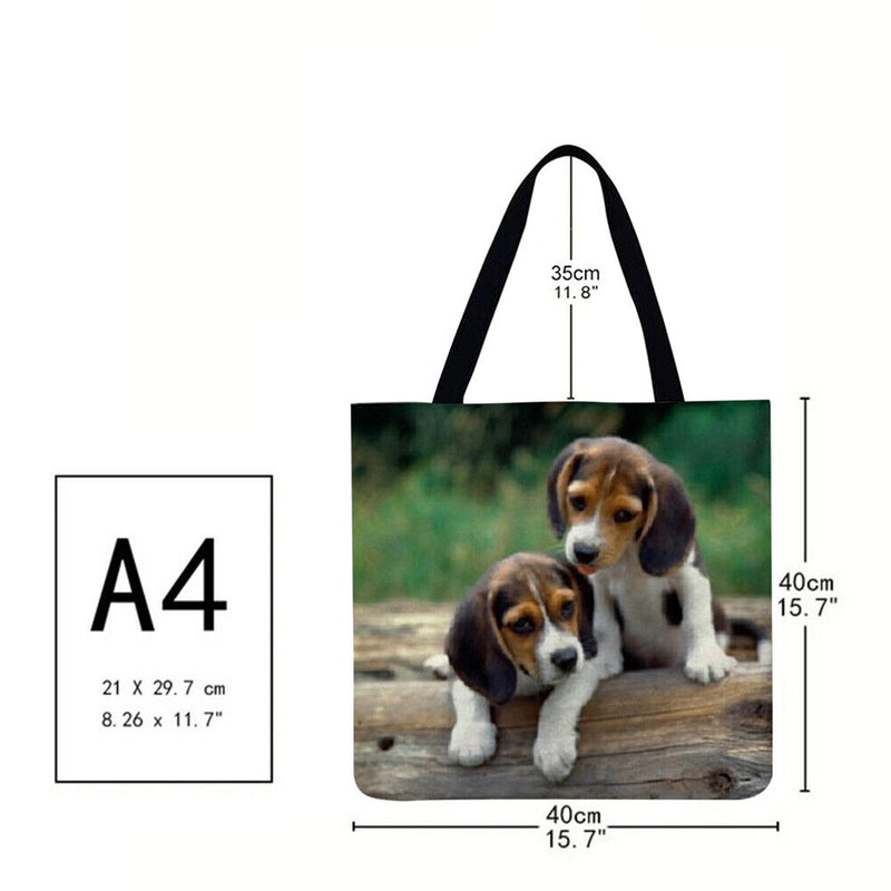 SoeHong Women's Two Dog Printed Shopping Bag, Large Capacity, 40x40