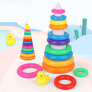 Early Educational Rainbow Tower Stack Circle Duck Ring Puzzle Pyramid (C) Newly