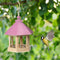 Garden Window Wooden Birdhouse Parrot Cage Bird Seeds Food Feeder (Pink)