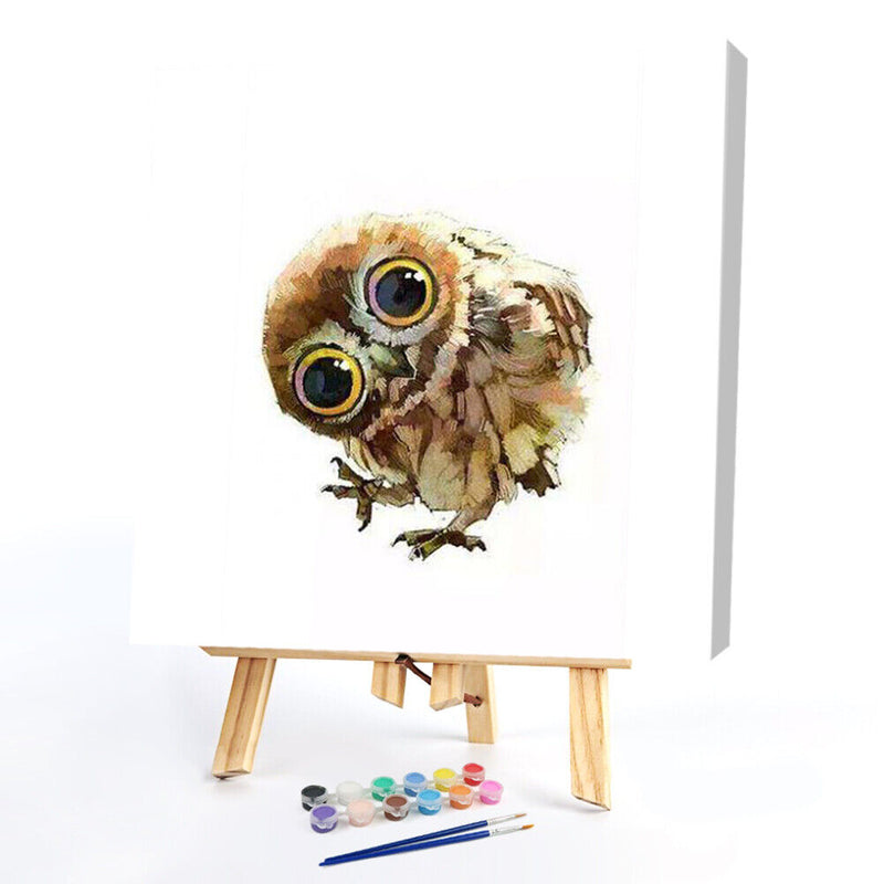 DIY Paint By Number Kit Frameless Lovely Owl Animal Handpainted Canvas for Decor