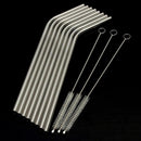 8pc Stainless Steel Metal Drink Straws + 2 Cleaning Brush Sets