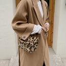 Autumn Plush Shoulder Tote Retro Women Animal Messenger Chain Bag (Leopard)
