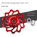 Aluminum Ceramic Bearing MTB Road Bike Rear Derailleur Pulley (11T Red) Newly