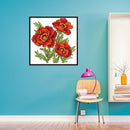 17x17cm Needlework Kit DIY Cross Stitch 14CT Stamped (H452 Red Flower)