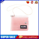 Women PVC Clear Short Purse Mini Glitter Wallet Card Holder (Light Pink)