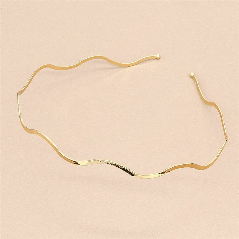 Elegant Geometric Wave Bending Metal Headdress Thin Headbands Hair Hoop