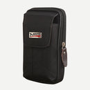 Men Canvas Mobile Phone Bags Double-layer Zipper Fanny Pack (Black)