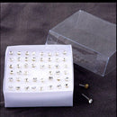 One Set of 24 Pairs Clear Artificial Crystal Allergy Free Earrings Stud