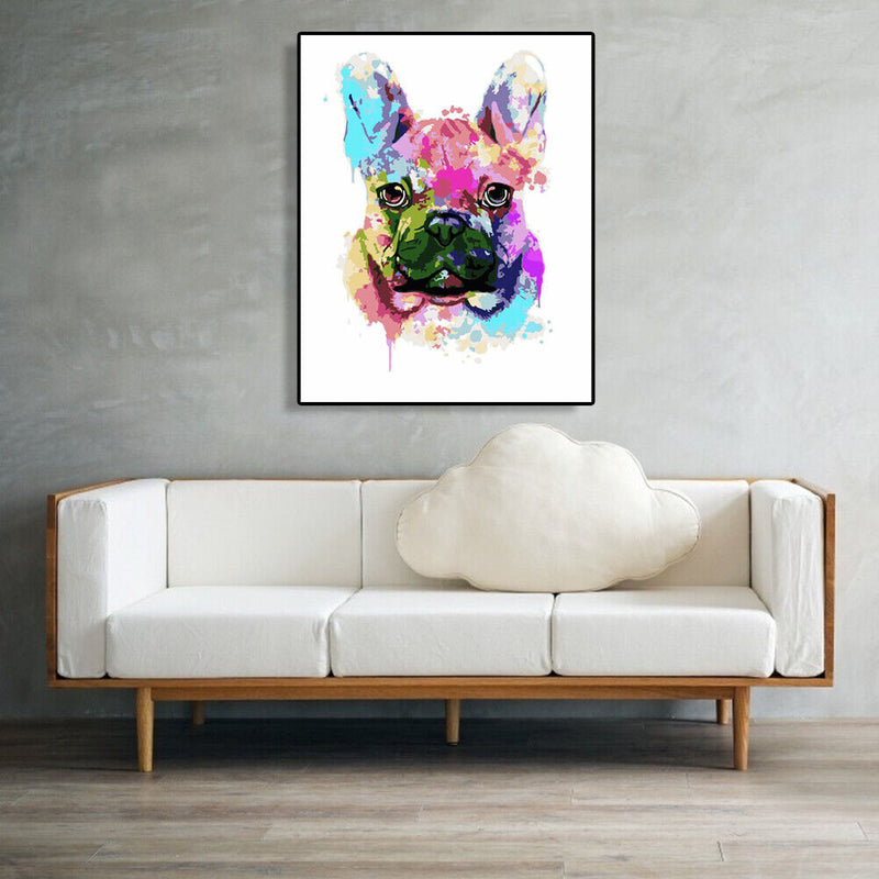 Painting By Numbers DIY Colorful Dog Canvas Oil Wall Art Picture Ornaments Kit