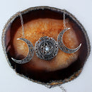 Jewelry Goddess Women Choker Triple Moon Necklace Pentacle Pentagram Pendant