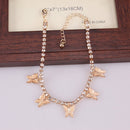 Rhinestone Pendant Necklace Women Butterfly Choker Bride Wedding Jewelry Gift