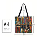 Books and cats Printed Shoulder Shopping Bag Casual Large Tote Handbag