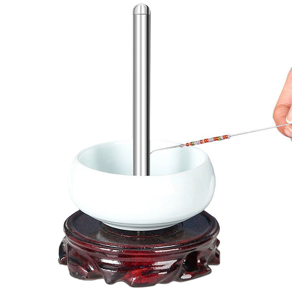 Wooden Beading Tool Manual Beaded Bowl Fast Beading Bead Spinner Curved Needles