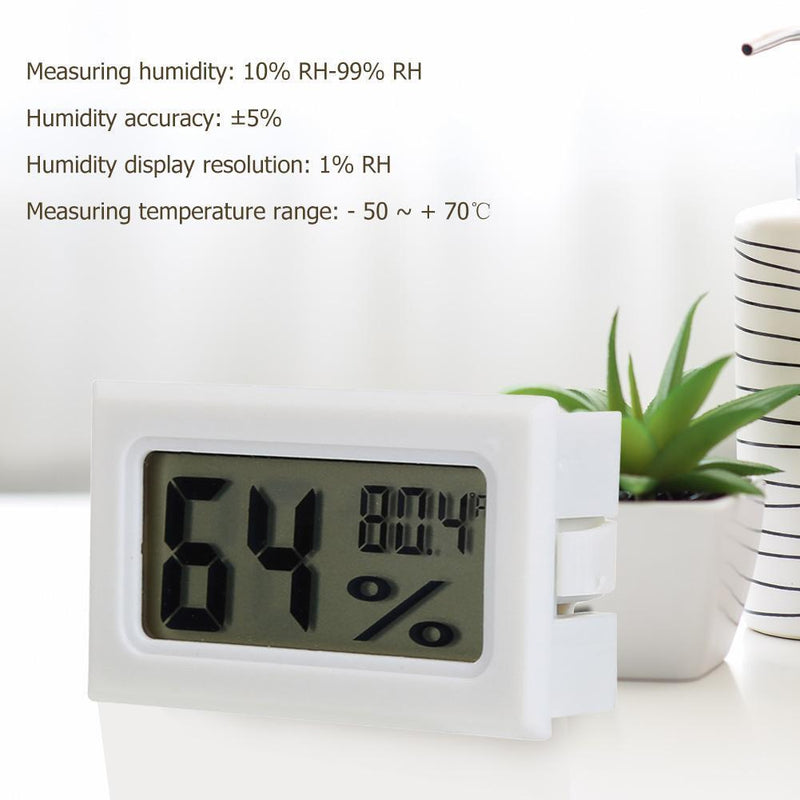 Mini Digital LCD Temperature Humidity Meter Thermometer (White Fahrenheit)