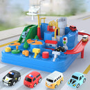 Track Adventure Racing Rail Car Kids Inertia Slide Toys (Blue with 4 Cars) Newly