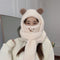 Winter Warm Windproof Beanies Caps Bear Ear Hat Hat Scarf Set Earflap Earmuff