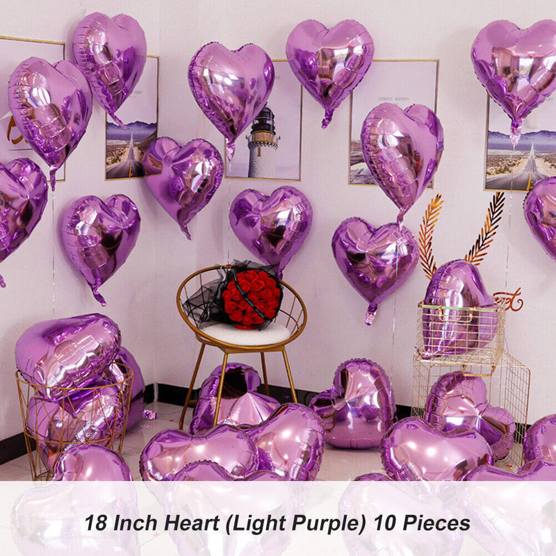 10pcs Heart Foil Balloons Helium Balloons Birthday Wedding Party Decoration