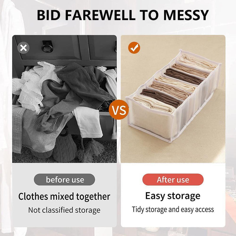 3pcs Cloth Drawer Organizer Cabinet Closet Divider(7 Cell White)