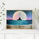 2 Panels Beach Hearts Moon Oil Paint By Numbers Wall Art Craft Home Decorat
