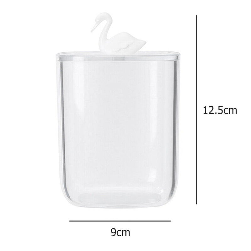 Clear Acrylic Storage Box Cotton Pad Swab Cosmetic Animal Case Washroom (B)