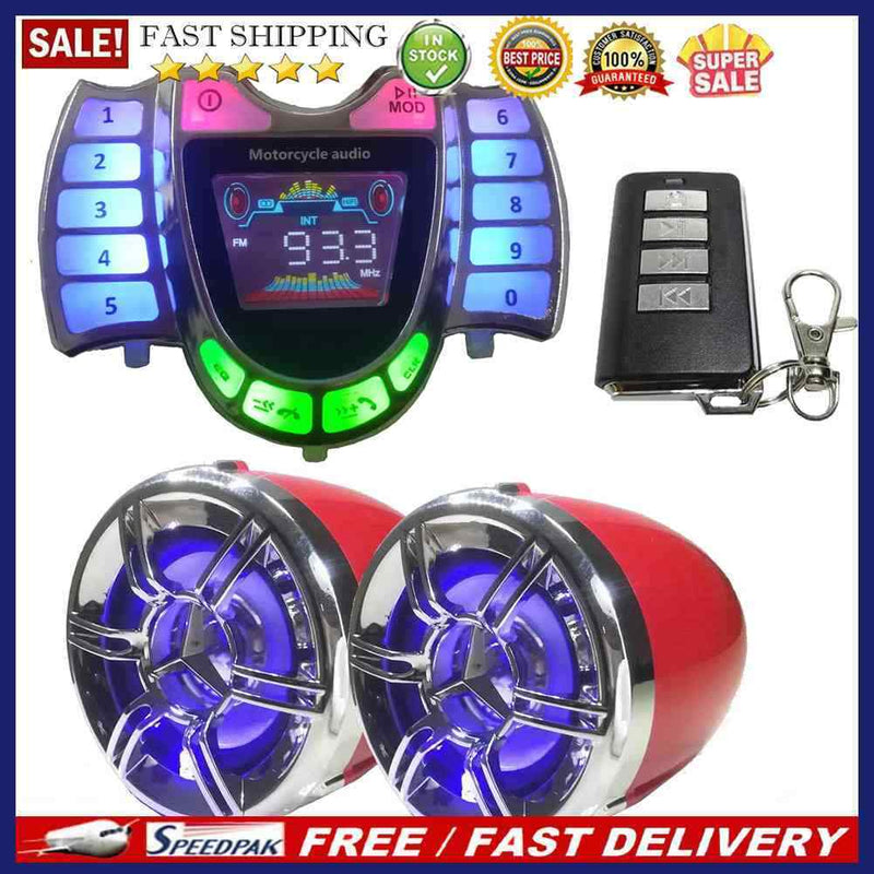 Waterproof Motorcycle Bluetooth Audio System Stereo Speakers Radio USB Char
