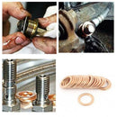 100PCS Copper Crush Washer Gasket Set Flat Rings Seal Assortment Kits