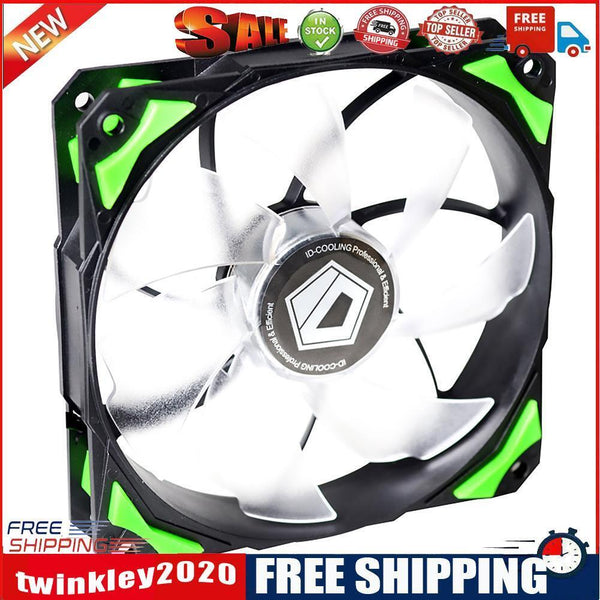 ID-COOLING PL-12025 PC Fan LED 120mm Fan with De-Vibration Rubber (Green)