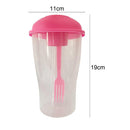 Portable Cup with Fork - Low-cal Food Container for Cereal Oatmeal (Pink)