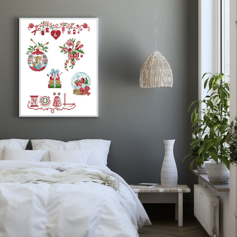 Full Cross Stitch Cotton 14CT Printed Christmas Needle Handmade Craft Kit