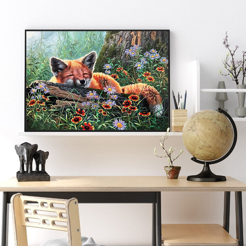 Oil Paint by Numbers Cute Fox Canvas Artwork Living Room Picture Home Decorat