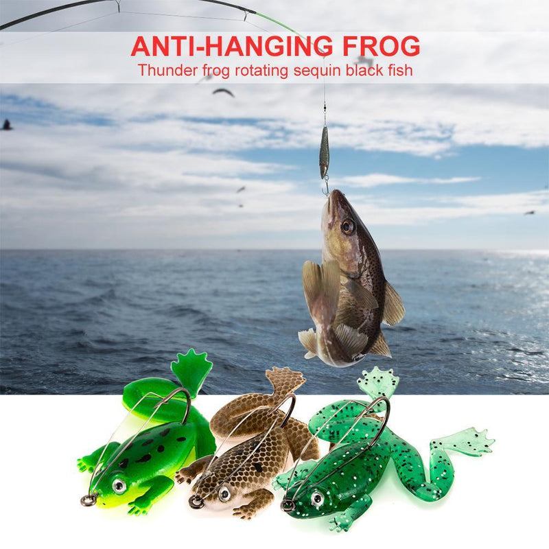 10pcs Frog Bionic Fishing Soft Lure Thunderfrog Black Fishing Bait (Brown)