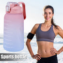 2L Water Bottle Straw Cup Time Marker Sports Drinking Fitness Jugs (Pink) Newly