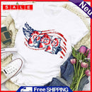 Independence Day Print USA Letter T-Shirt (White L)