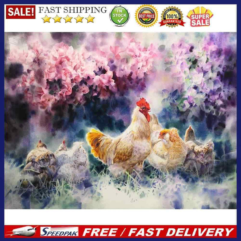 Paint by Number Kit Canvas Oil Drawing Chicken Bushes for Handicraft Enthus