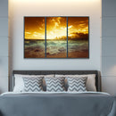 Canvas Paint By Numbers Seaside Sunset 3 Panel Oil Hand Painted Home Drawing Kit