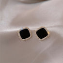 Simple Women Stud Earrings Rhinestone Earring Geometric Earrings Square Glaze