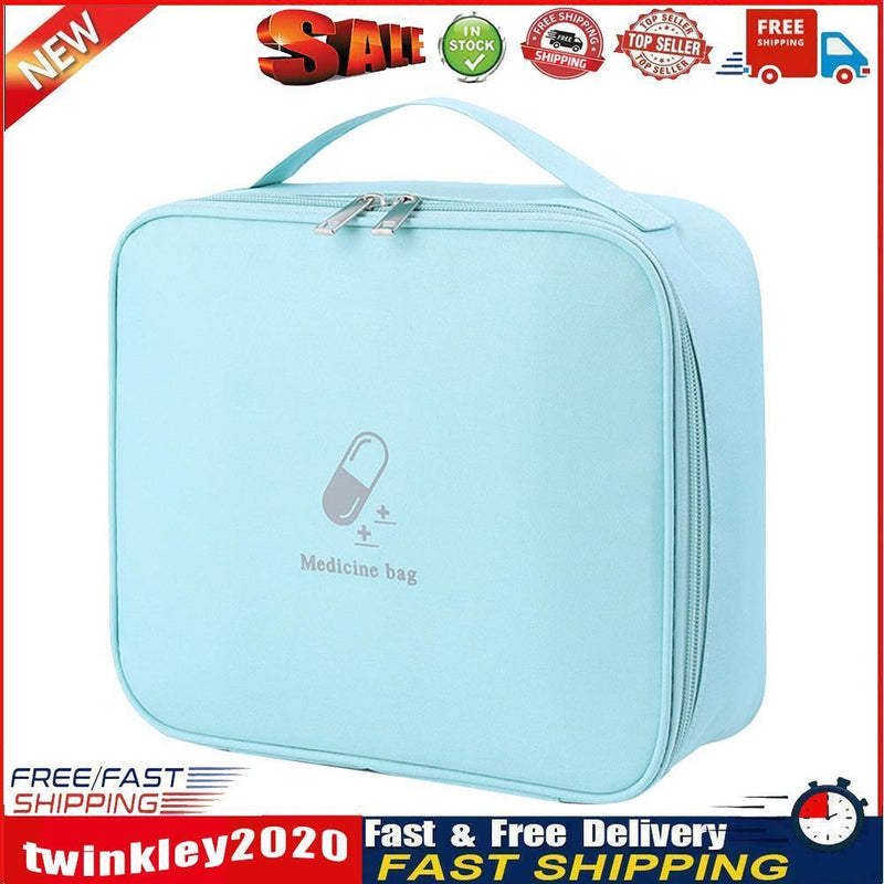 Portable Travel First Aid Kit Medical Bag Emergency Storage Box (Blue L) Newly