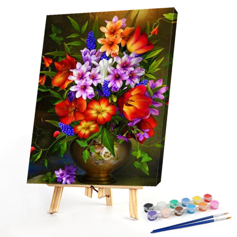 Flower Oil Paint By Numbers Kit DIY Acrylic Painting Wall Art Picture Craft S